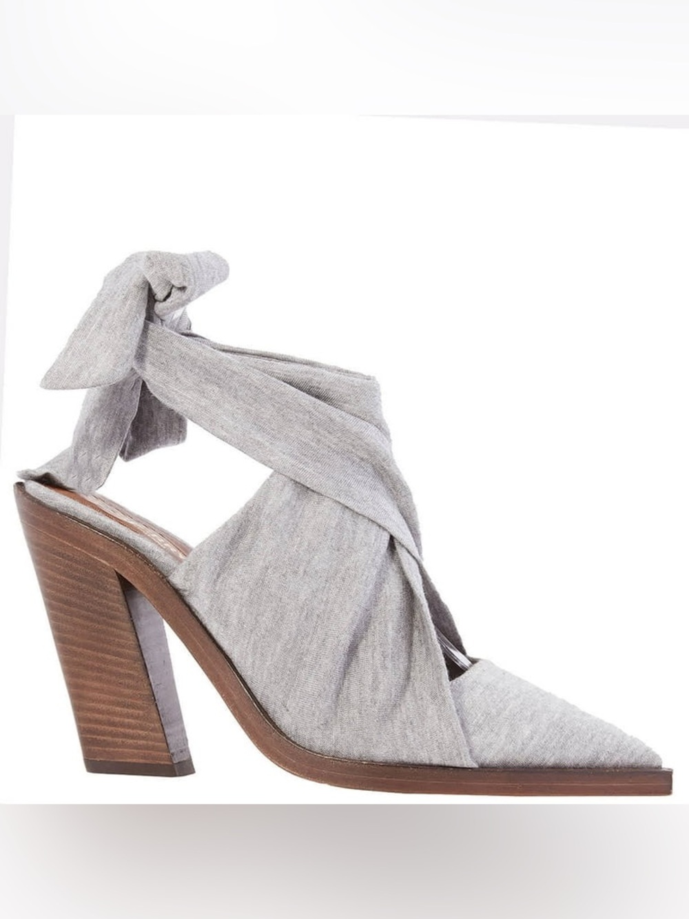 Burberry Light Gray Tie-Wrap Block Heel Sandal EU 38 - Picture 3 of 9